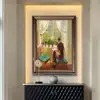 Pintura a Óleo Texturizada para Sala de Estar, Arte de Figura e Floral Estilo Americano, Pintura Decorativa para Sala de Jantar, Grande Mural de Estilo Europeu de Luxo Leve, Vintage