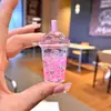 Pingente de Sucção, Chaveiro de Caneca de Chá com Leite com Contas de Bolha Luminosas, Pingente de Garrafa de Areia Movediça Fofo, Acessórios para Mochila Escolar, Pequenos Presentes