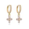 Aogu Transfronterizo Novedad Nicho Versátil Cobre Chapado en Oro de 18K Zirconia Aretes de Cruz para Mujer Exquisitos Aretes Personalizados Nuevo