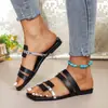 Nuevas Chanclas Planas Caladas de Estilo Nuevo para Mujer, Nuevas Sandalias de Playa de Estilo Coreano con Punta Cuadrada Abiertas, Tallas 36-41, 42, 43 Tallas Grandes