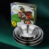 Venta al por mayor de fábrica juego de platos y cuencos de acero inoxidable para exteriores juego de 4 piezas plato de cena cuenco plato de almacenamiento camping picnic barbacoa plato para carne
