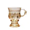 Vaso de Vidrio Repujado Estilo Retro Europeo, Vaso Alto de Color Ámbar Estilo Francés para el Hogar, Vaso de Recuerdo, Copa de Vino, Taza de Café