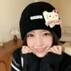 Chapéu de Lã Tricotado Fofo de Gatinho Novo Estilo Outono e Inverno com Pom-Pom, Chapéu Quente, Chapéu Versátil Estiloso, Chapéu para Proteção das Orelhas no Tempo Frio
