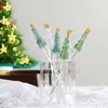 Resistente a altas temperaturas vidro borossilicato alto árvore de Natal palito para misturar café chá com leite leite em pó colher palito para misturar coquetel presente