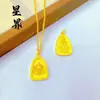 Loja de Ouro Mesmo Estilo Ouro Areia Diamante Quadrado Inlaid Pingente Deus da Riqueza Amarelo Acessórios DIY Estilo Chinês Corrente de Suéter Deus da Riqueza Amarelo Atacado