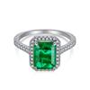 Tiktok live Anel de zircônia esmeralda em prata de lei S925 diamante de alto carbono design retrô britânico luxo leve anel de pedra preciosa