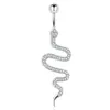 Estilo europeo y americano, incrustado de circonita, anillo para ombligo de serpiente, diseño de cuerpo de serpiente de Amazonia, estilo largo, estética de nicho y genial, joyería para piercing de ombligo