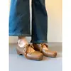 Zapatos de Ballet Estilo Crema 2026 de Piel de Oveja con Cordones, Aumento Oculto de Altura, Boca Baja, Diseño de Nariz de Cerdo, Zapatos de Cuero para Todas las Estaciones