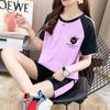 Traje de Estilo Nuevo para Estudiantes en Verano Estilo Coreano a la Moda Reductor de Edad Talla Grande Suelto Manga Corta Shorts Deportivo y de Ocio Conjunto de Dos Piezas