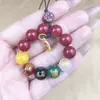 Cadena para Teléfono Móvil de Arena Púrpura Dorada de Alto Contenido con Símbolo de Fortuna Llavero de Cinabrio Rojo Colgante para Bolso Cinabrio
