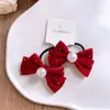 Nuevo Pasador de Pelo Rojo con Lazo para Niños Diadema Pasador para Flequillo Lateral Goma para el Pelo de Niña Diadema