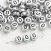 4*7mm Base de Plata Antigua Letra Negra Cuentas de Letra Acrílicas Cuentas Sueltas Accesorios para Joyería DIY Accesorios para Collares Pulseras