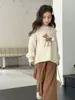 Suéter de Punto Redondo para Niñas 2024 Otoño Nuevo Estilo Suéter de Punto de Ciervo Ropa de Punto Suave y Cera Holgada Top Suéter Tendencia para Niños