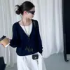 Conjunto Casual 2025 para Meninas, Estilo Coreano Início do Outono Duas Peças Top de Tricô de Alta Qualidade Novo Algodão