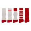 Calcetines Rojos Personalizados de Cinco Dedos para Mujer, Calcetines Cálidos de Media Pantorrilla para Otoño e Invierno, Calcetines Sin Costuras Separados por Dedos para Pareja Boda Año del Caballo