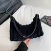 Bolso de Felpa para la Axila, Nuevo Bolso de Hombro Estilo Coreano de Alta Gama, Bolso Peludo Simple y de Moda para Otoño e Invierno, Bolso de Hombro Tipo Dumpling para Mujeres