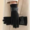 Guantes Retro para Mujeres de Mediana Edad y Mayores en Invierno, Forrados de Felpa para Calidez y Protección contra el Frío, Ciclismo, Conducir, Deportes en Vehículos Eléctricos, Terciopelo Alemán