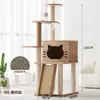 Marco de escalada para gatos Douyin Xiaohongshu, juguete para gatos de tablero de densidad con descuento, poste rascador de sisal con plumas giratorias, marco de escalada para gatos de tablero de densidad