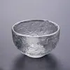 Vidrio resistente al calor soplado a mano textura de patrón de martillo sala de té casera juego de té japonés Kung Fu hecho a mano taza de degustación