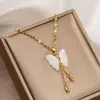 Acessórios de Colar de Aço Titânio de Alta Qualidade, Não Desbotam, para Mulheres, Corrente Versátil para Clavícula, Joia de Pescoço da Moda Borboleta de Luxo Leve Atacado