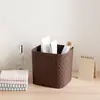 Cesta de Armazenamento de Plástico com Tecelagem de Bambu Artificial para Desktop Caixas Organizadoras para Miudezas e Cosméticos Cesta de Armazenamento Cesta de Tecelagem de Rattan Artificial Fabricante Desktop