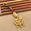 Nuevo Colgante de Coche Dorado Arena, Auspicioso y Seguro, Llavero de Candado de la Suerte, Cadena para Teléfono Móvil del Año Zodiacal, Colgante para Hombres y Mujeres
