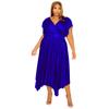 N7823 Ropa de Mujer Transfronteriza Europea y Americana Amazon 2023 Primavera y Verano Cuello en V Manga Hoja de Loto Plisado Vestido de talla grande Vestido