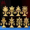 Oito ornamentos auspiciosos cobre ouro completo Tantra instrumento de adoração a Buda Buda frontal Coleção Oito Tesouros Auspiciosos terno de oito suprimentos