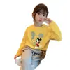 H2142 # Camiseta Branca Camada Base Manga Longa para Meninas 2025 Novo Outono Algodão Puro Top Casual Infantil.