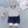 Conjunto infantil de manga curta algodão meninas novo verão meninos camiseta shorts bebê coreano meia manga roupas infantis atacado