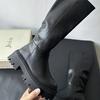 Novas Botas Femininas de Outono 2025 com Solado Grosso e Zíper Lateral para Uso Diário, Modernas e Versáteis, Tamanhos Grandes, Atacado de Comércio Exterior