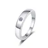 Anillos de Pareja Ajustables de Plata de Ley 925 Banda Lisa Diamante Único Moissanita de 10 Puntas Anillo Unisex Fabricante Venta al por Mayor