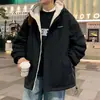Chaqueta de algodón para jóvenes, abrigo de algodón de invierno, chaqueta gruesa de doble cara con capucha