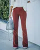 Pantalones de pana acampanados de cintura alta ajustados de color liso para mujer, con cintura elástica, de moda casual, para la primavera y el otoño 2026, transfronterizos
