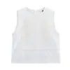 2026 Verano Nuevo Estilo Europeo y Americano Moda Ropa de Mujer Blanca Calada Bordada Cuello Redondo Sin Mangas Conjunto de Chaleco y Falda
