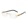 Nuevas Gafas de Sol de Moda Sin Marco con Borde Cortado Tendencia Personalizadas Estampado de Leopardo Madera para Montar Gafas de Sol Elegantes para Hombres y Mujeres