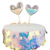 Inserción de tarjeta de pastel de amor con fragmento de sueño de estilo ins de celebridades de Internet, borde de lentejuelas de color, decoración de pastel de fiesta