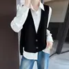 Chaleco de Punto de Lana Pura con Cuello en V Profundo para Mujer 2026 Otoño/Invierno Nuevo Chaleco Irregular sin Mangas Holgado Engrosado para Mujer