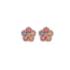 Yiluyin Brincos de Prata Esterlina S925 Banhados a Ouro Rosa Coloridos de Turmalina Cor de Doce Flor de Cinco Pétalas Incrustada Prata Super Brilhante Atacado