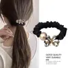 Anillos para el Cabello de Perla Mariposa de Cristal Cuerda para la Cabeza Payon de Temperamento para Mujer Cuerda para el Cabello de Tendón de Goma con Cabeza de Bola de Alta Elasticidad Anillos para el Cabello de Intestino Delgado