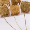 Cadena de oro de 18k con baño de vacío, cadena fina de acero inoxidable, cadena cubana en forma de corazón, collar, pulsera, accesorios para joyería DIY
