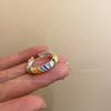 Anillo Arcoíris de Primavera Temprana con Esmalte Goteado para Mujer, Estilo Coreano Ins, Diseño Nicho, Anillo de Dedo Dulce, Moda Versátil, Anillo Personalizado