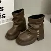 Botas Martin de Suela Gruesa y Tacón Grueso para Mujer 2026 Otoño Nuevas Botas Cortas Versátiles Estilo Británico Retro Botas Individuales ins de Moda Motocicleta