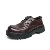 Sapatos slip-on transfronteiriços com fivelas giratórias, sapatos masculinos formais e casuais de tamanho grande, sapatos Derby da moda de tamanho grande, sapatos masculinos com sola grossa