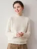 Suéter de cachemira pura para mujer, peso pesado, grueso, nueva colección otoño/invierno, con cuello semi-alto, corte holgado y diseño de punto, perfecto como capa interior o suéter individual