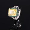 2024 novo Zhuang Shengsheng jóias de cobre banhado a ouro flor de gelo corte de alto carbono diamante quadrado temperamento anel feminino 10*12