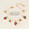 Pulsera Colgante de Fresa de Resina Fresca y Sencilla Cadena de Perlas Cuentas de Corazón Brillantes Pulsera de Regalo de Cumpleaños Recubrimiento Galvánico que Conserva el Color