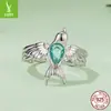 Anillo Abierto Original S925 Plata de Ley Yinziyun Golondrina Primavera Exquisito Anillo de Golondrina Alada Tridimensional