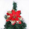 Decorações de Natal 14CM Glitter Hollow Flores de Natal Decorações de Natal Glitter Duplo Simulação de Flores de Natal