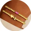 Aliexpress Pulsera Transfronteriza de Zirconia con Forma de Corazón de 26 Letras Nueva Moda Simple Elegante Joyería de Piedras de Nacimiento al por Mayor